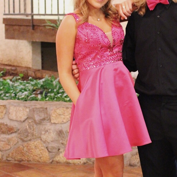 hot pink short formal dresses